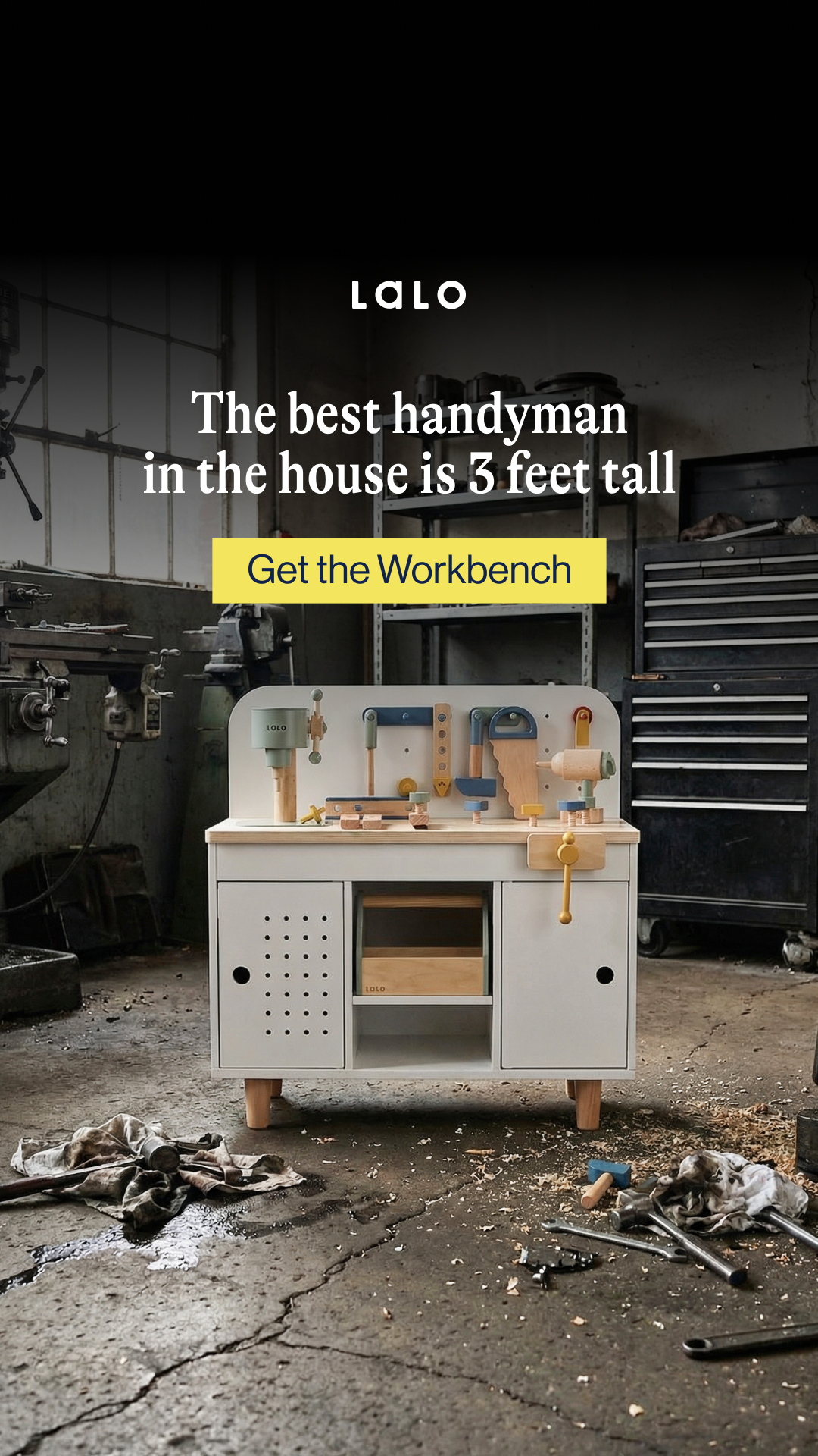 The Workbench allows your toddler to mimic the "real work" they see you doing, building fine motor skills and endless imagination in the process. Give them the tools to fix, build, and play all day long.