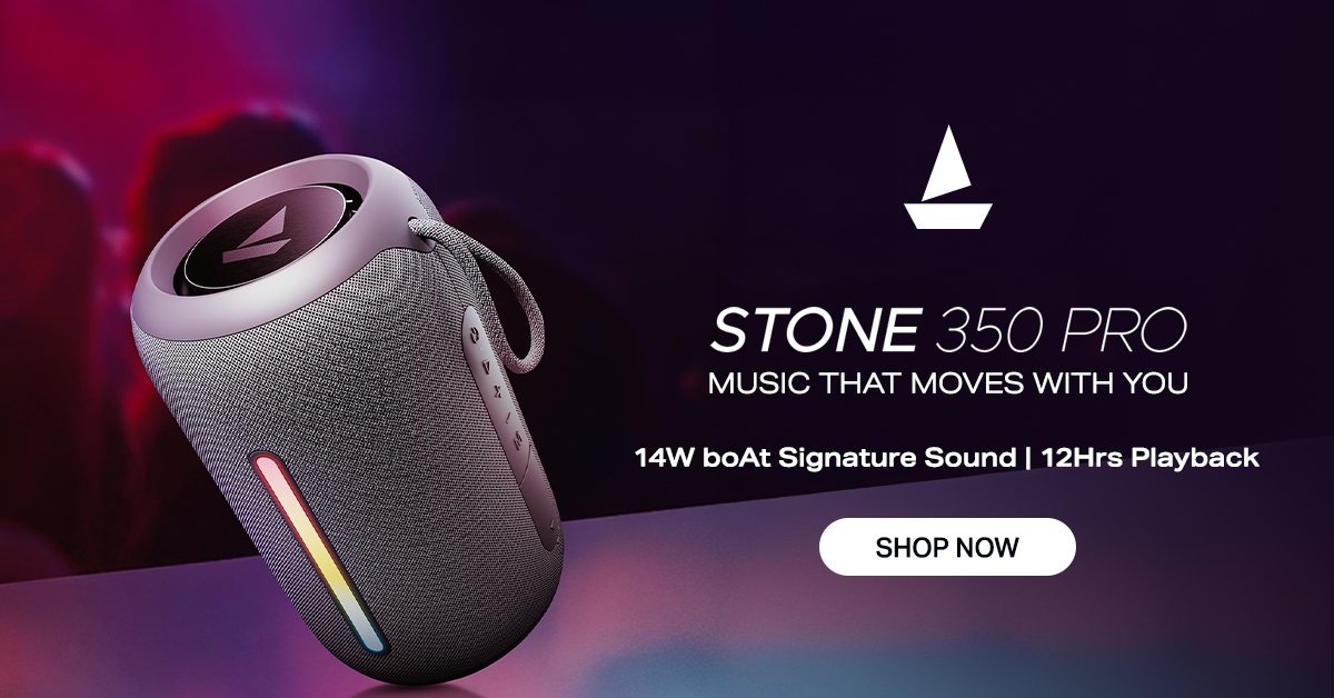 Take your sound wherever the day goes. Stone 350 Pro delivers powerful audio, splash-ready durability and playtime that keeps up with every plan.​