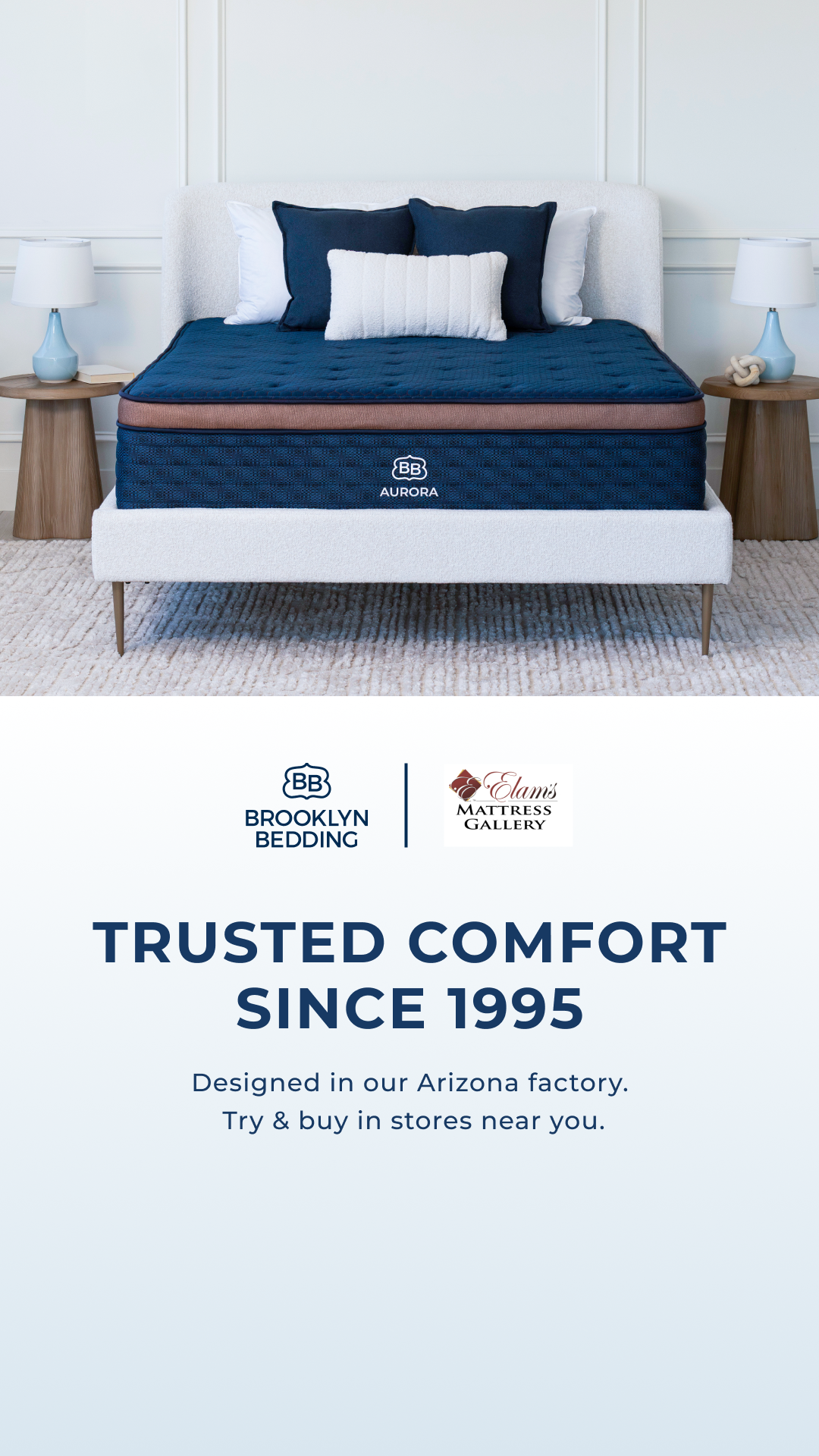 Try award-winning Brooklyn Bedding mattresses in-store at Elam's Mattress Gallery! Visit a Centralia or Longview showroom near you.