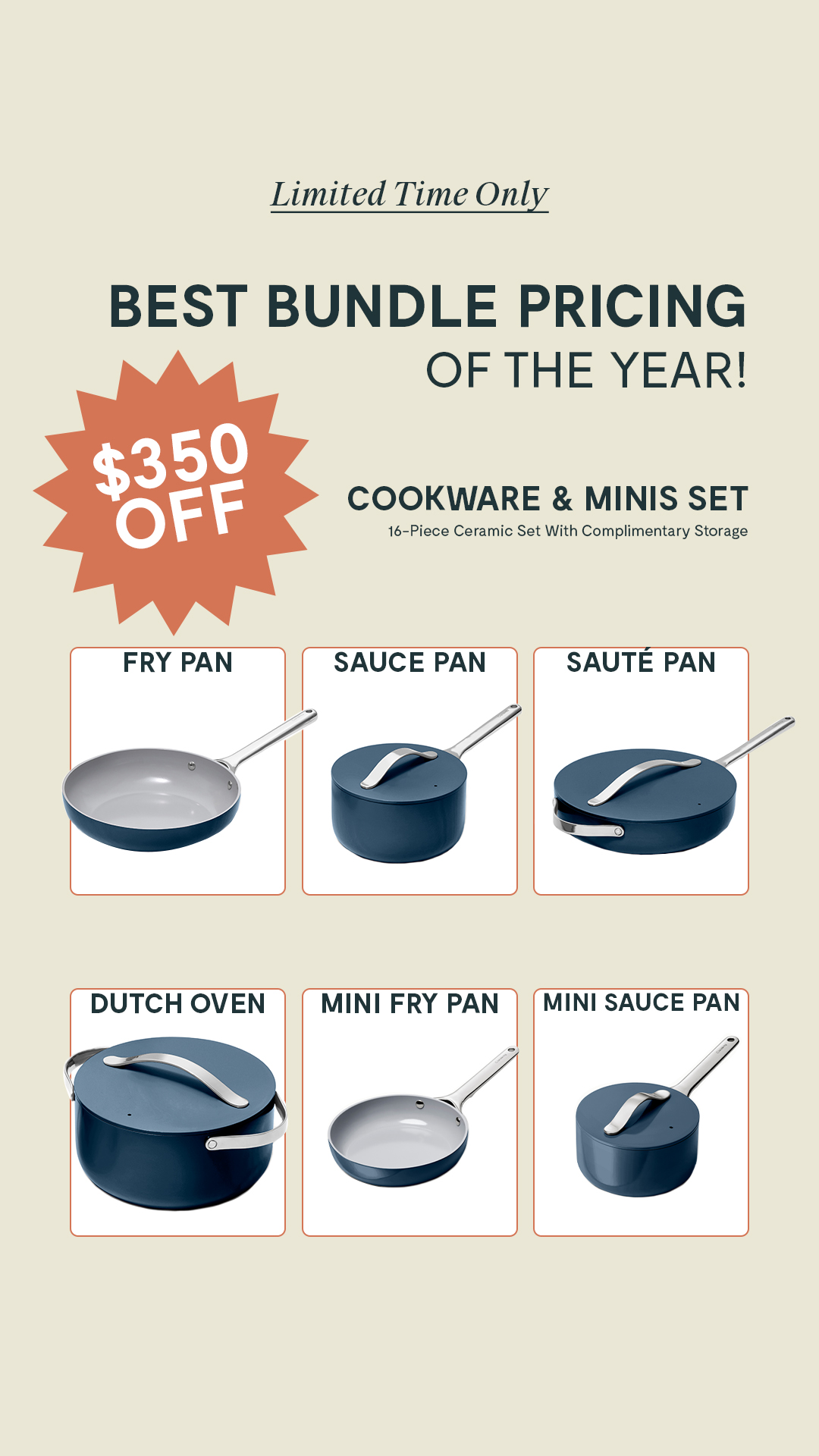 Bundle and save on Caraway's game changing cookware. With thoughtful designs and durable materials, they're worth every penny.