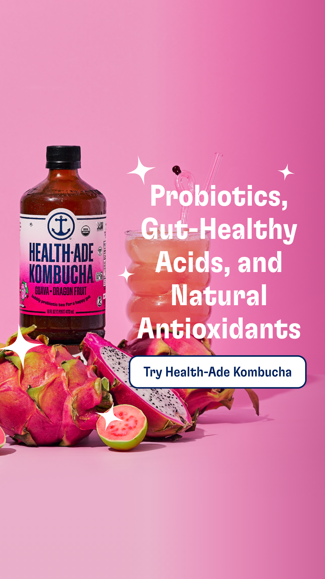 Gut got ya down? Skip the artificial colors and sweeteners and opt for real fruit juice, living probiotics, and Health-Ade® Kombucha's delicious, bubbly taste.
