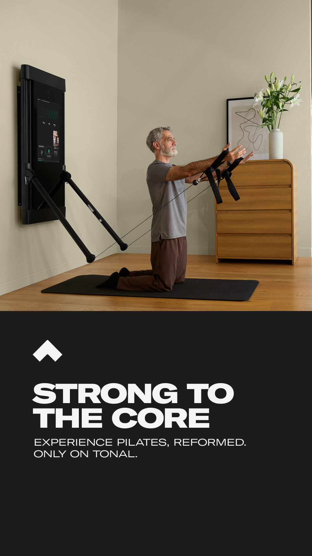 Build deeper core strength with a completely reimagined reformer experience, personalized resistance, and expert coaching - only on Tonal.