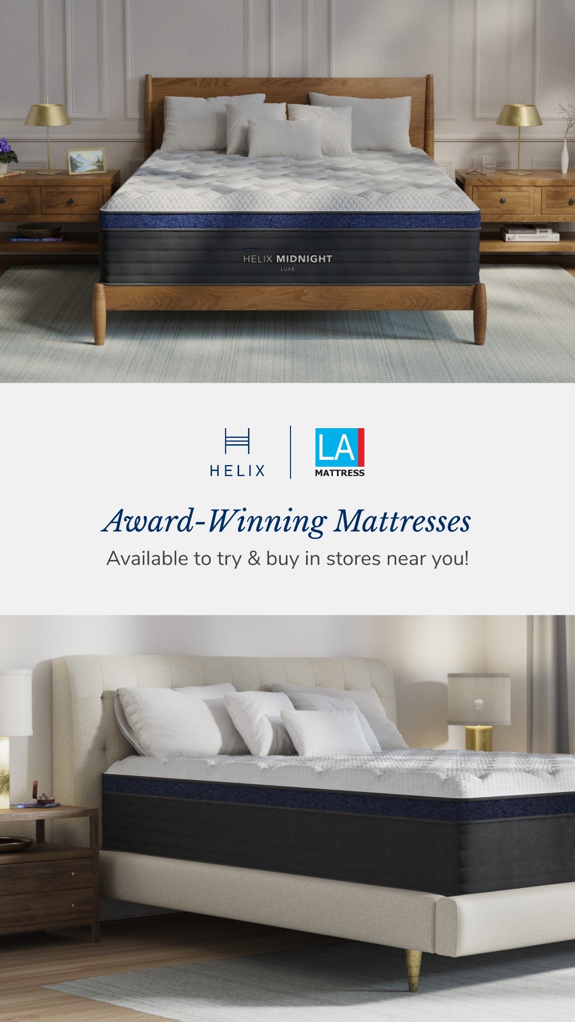 Try Helix mattresses in-store at LA Mattress Stores! Find a Los Angeles showroom near you.