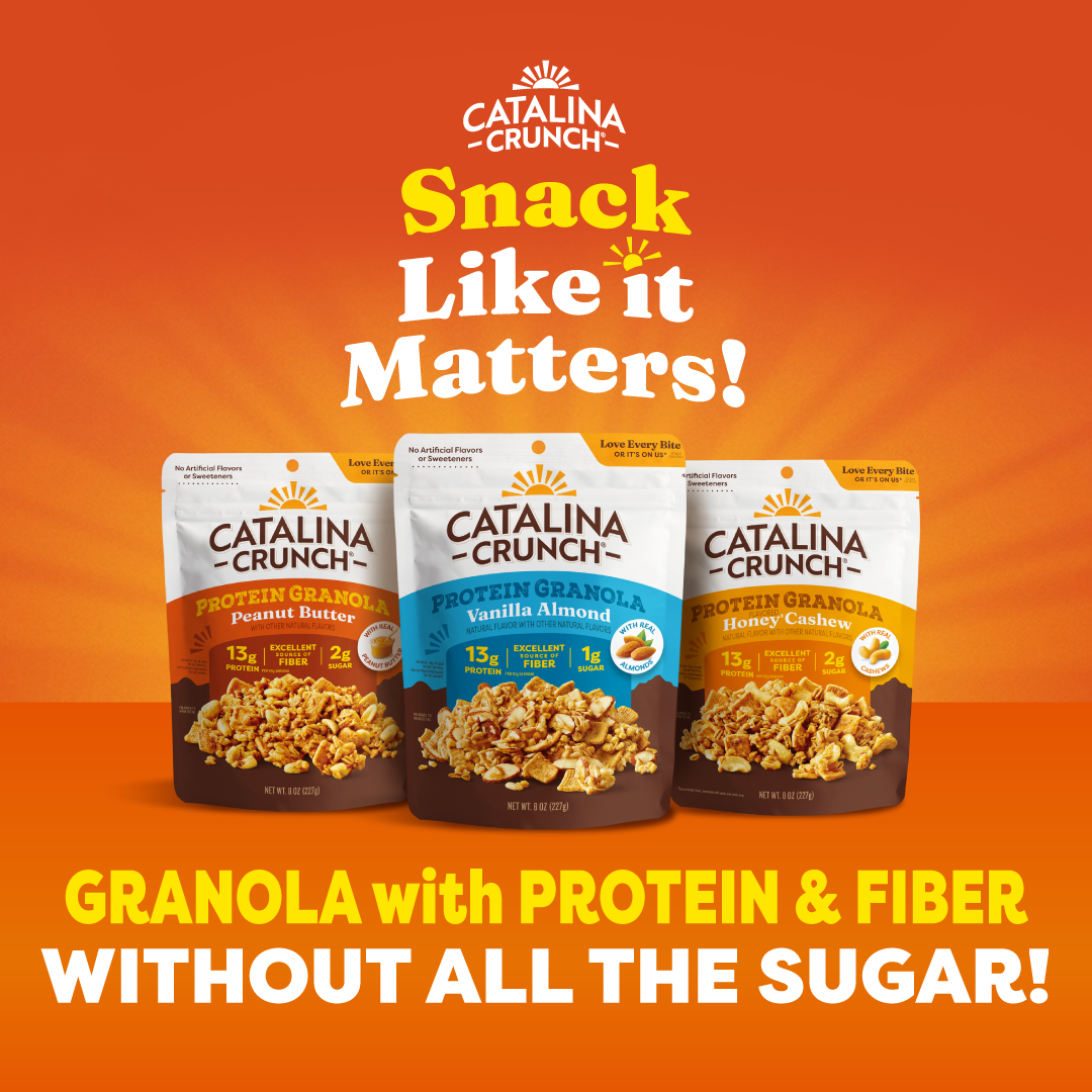 Snacks matter! Catalina Crunch Granola has all the deliciousness you crave with the feel-good power of protein and fiber.