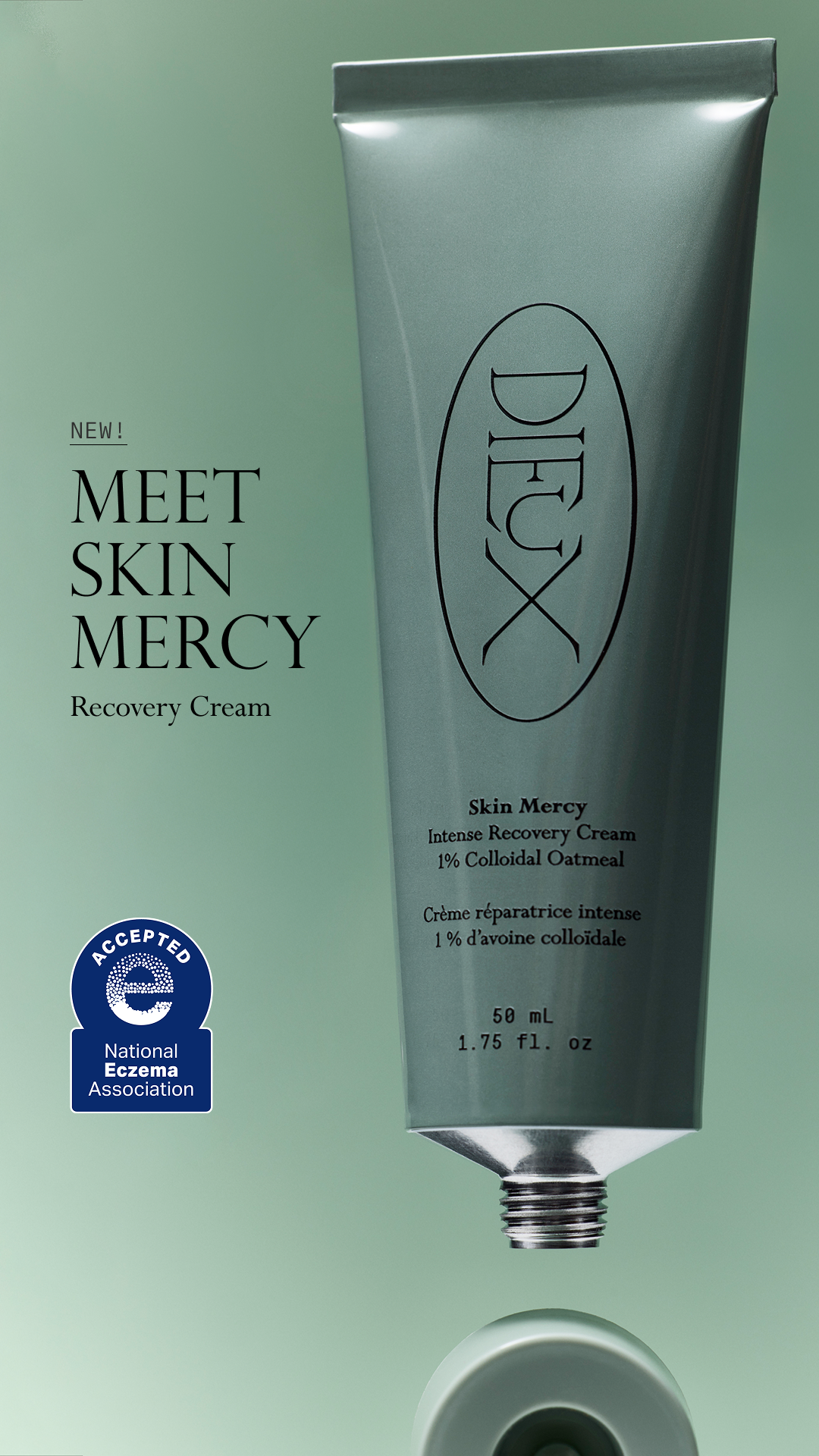 Meet Skin Mercy: A gentle recovery cream with 1% colloidal oatmeal.