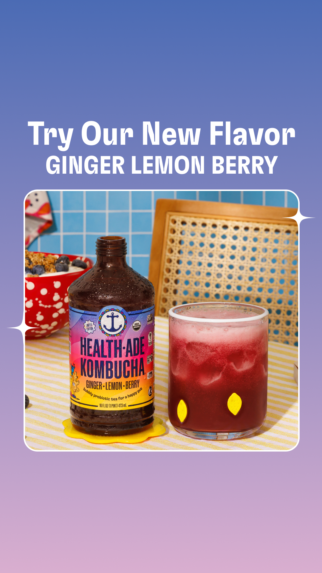 Health-Ade Kombucha supports your gut health with benefits that go far beyond the bubbles. 

- Support digestion: With living probiotics and gut-healthy acids, Health-Ade Kombucha supports your gut health on the daily.
-