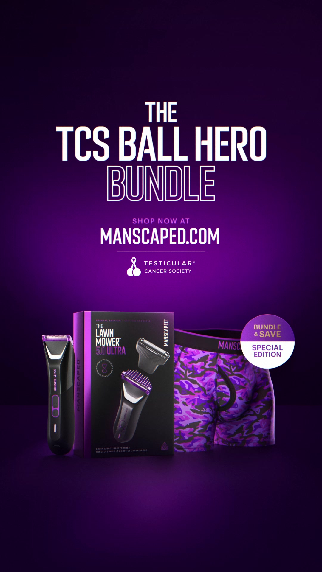 MANSCAPED® and the Testicular Cancer Society bring awareness to your important bits. These special edition items are a reminder to care for your pair and check for testicular cancer. Bundle and save with The TCS Ball Her
