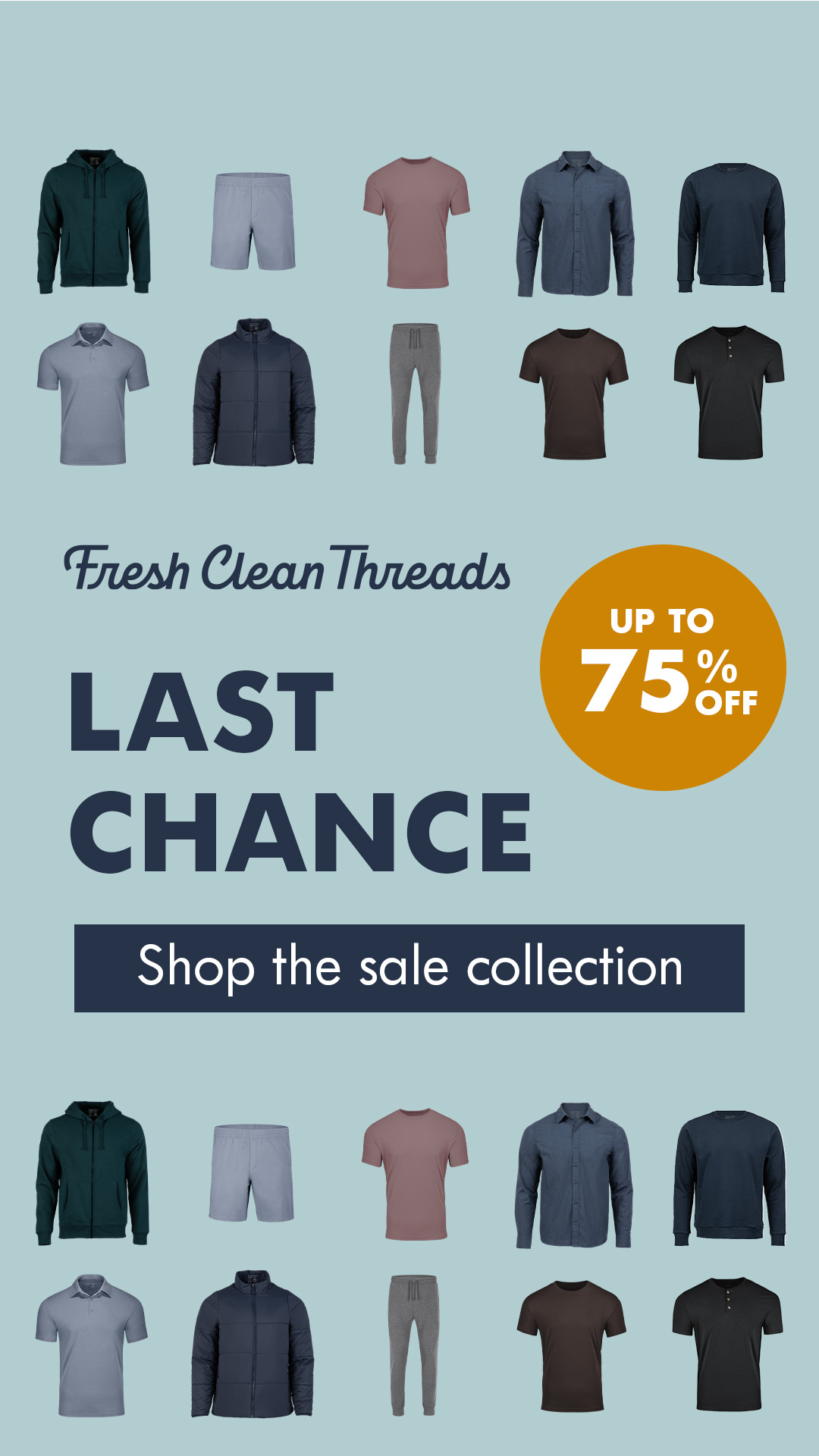 Major savings on everyday essentials.
Get up to 75% off Fresh Clean Threads while styles last.