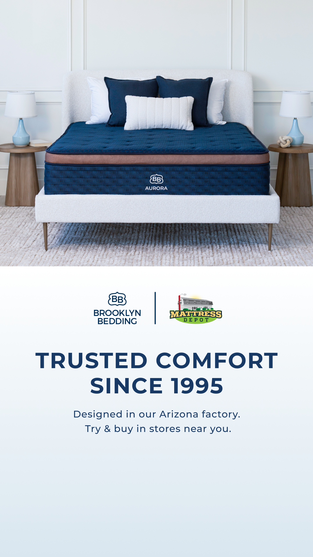 Try our award-winning Brooklyn Bedding mattresses in-store at Mattress Depot in Salisbury! Visit a partner showroom near you.