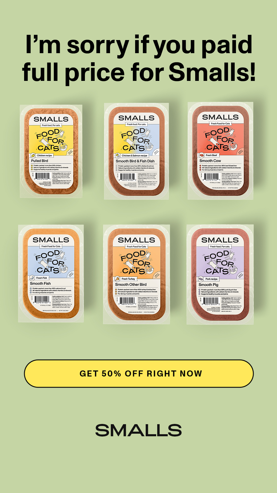 We feed Smalls to our own cats. It’s fresh, cat-first food made by people who get what cats biologically need.