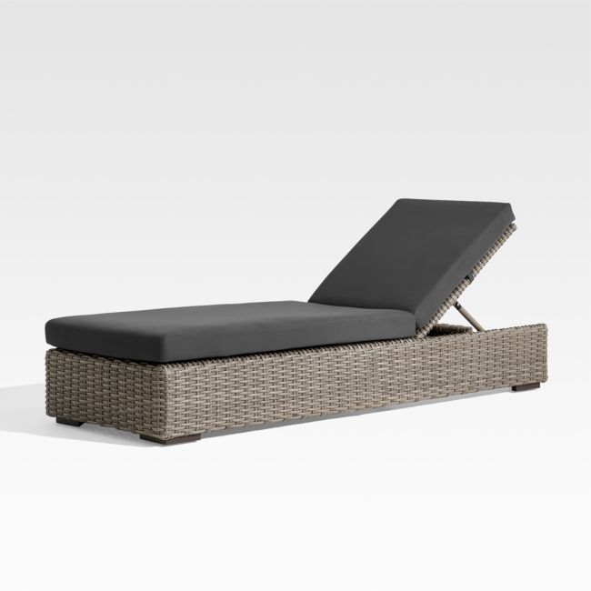 Abaco Resin Wicker Outdoor Sun Lounger with Cast Charcoal Sunbrella ® Cushions