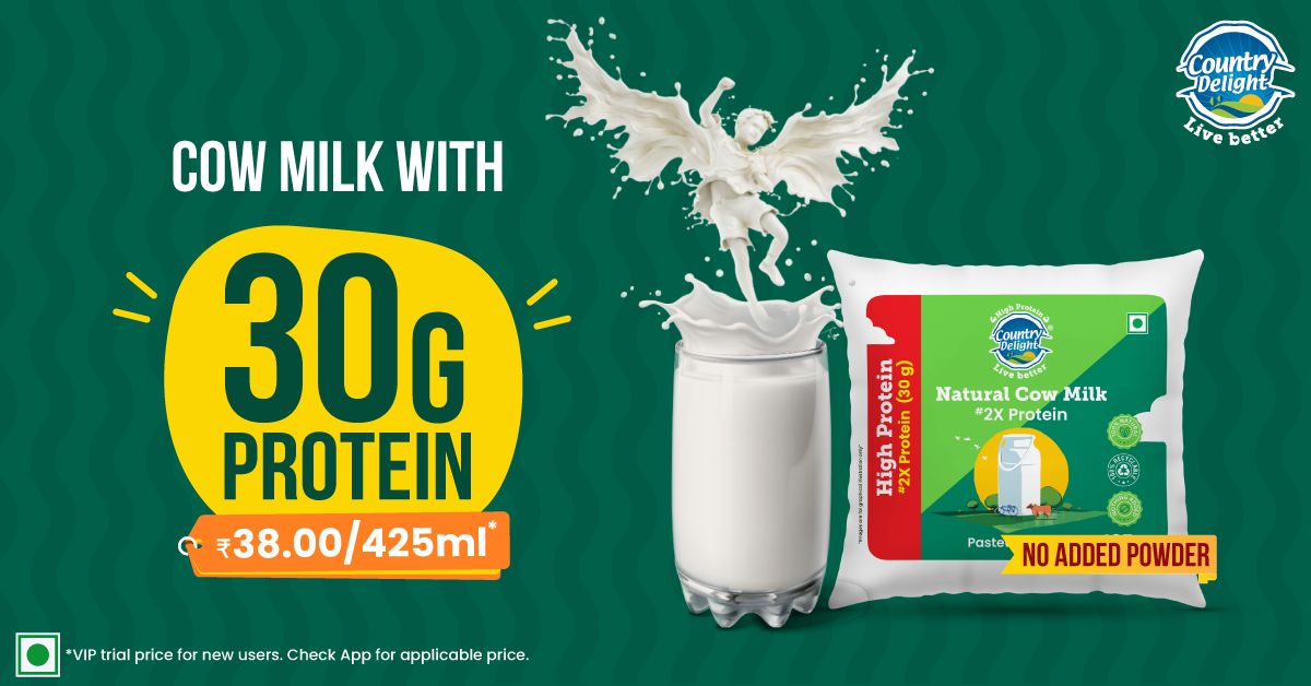 More strength in every sip— get 💪🏻 30g Protein 💪🏻 in every pack of Country Delight High Protein Cow Milk