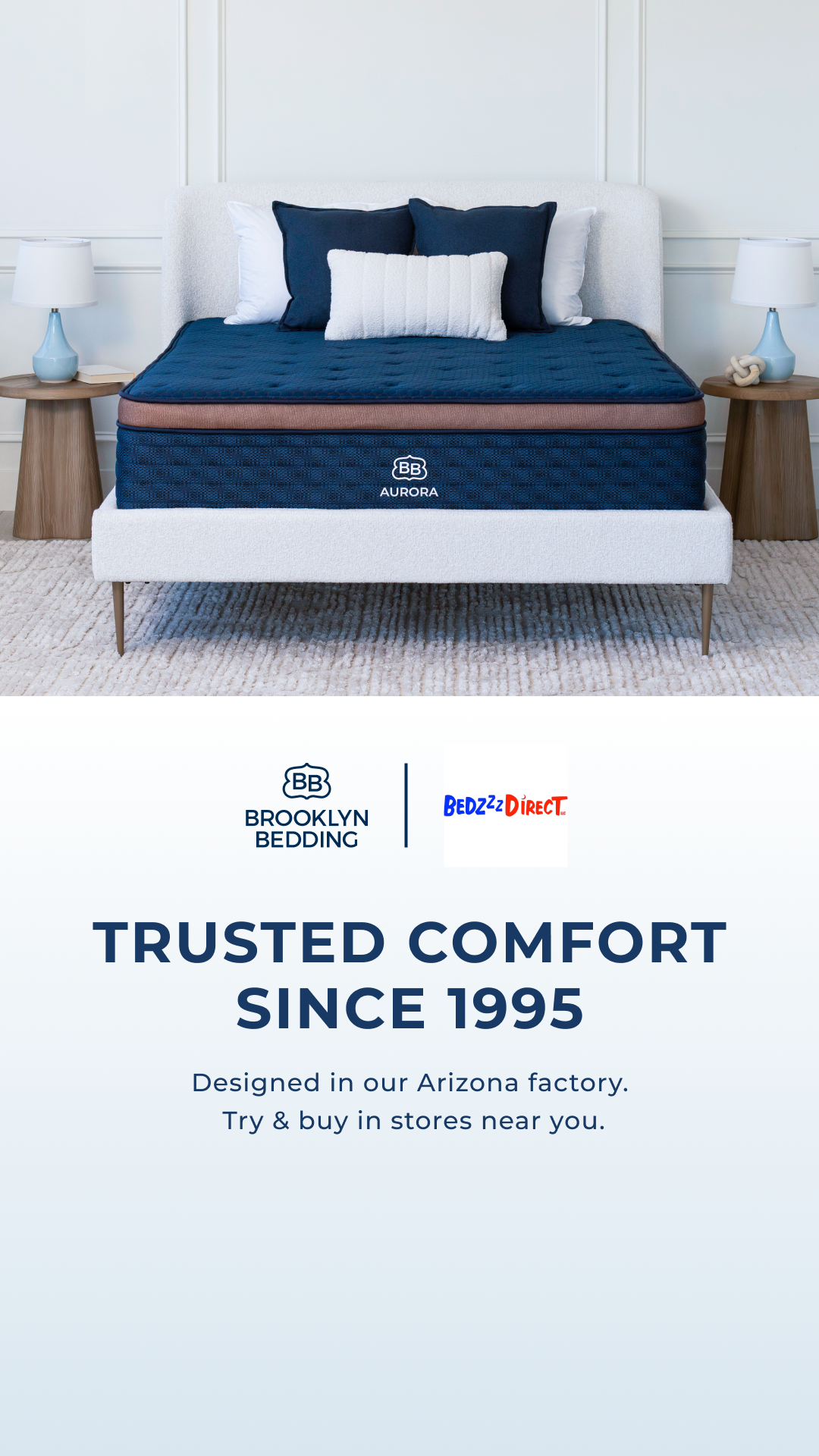 Try our award-winning Brooklyn Bedding mattresses in-store at Bedzzz Direct in Valparaiso! Visit a partner showroom near you.
