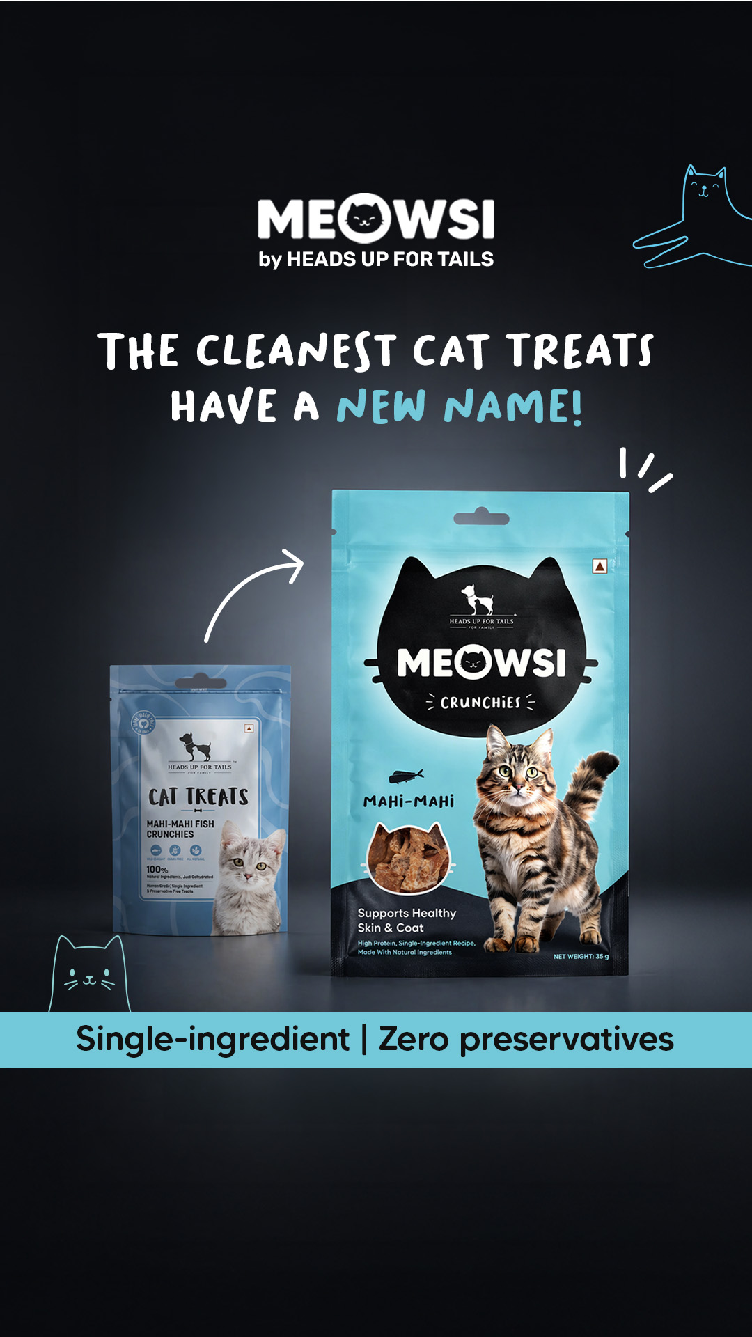 Can’t find the HUFT Crunchy Cat Treats your cat loved? 😥 They haven’t gone anywhere, we promise! They just have a new name - Meowsi Crunchies 🥹 And just like old times, they promise your cat… 

💙 the same clean ingredien