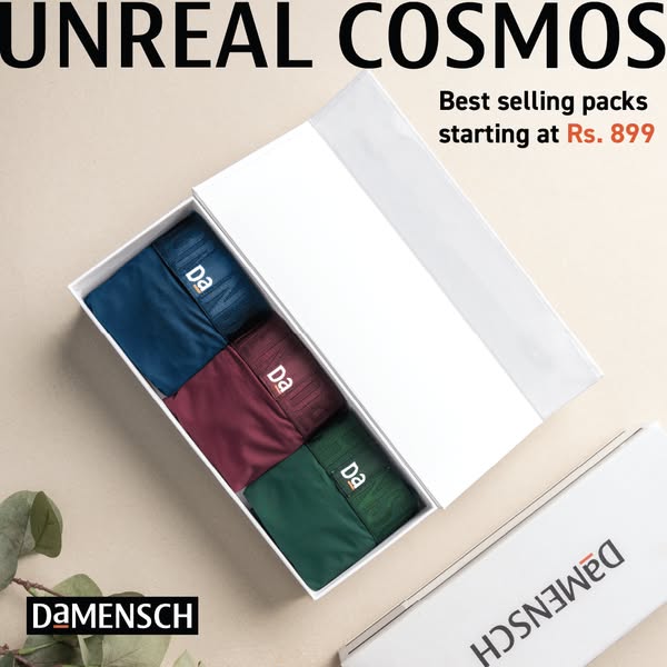 🏆 Award-worthy comfort, now in sets! 
Damensch No Brainer Underwear Box Sets from ₹899. Start every day right with ultimate comfort guaranteed! Get yours today