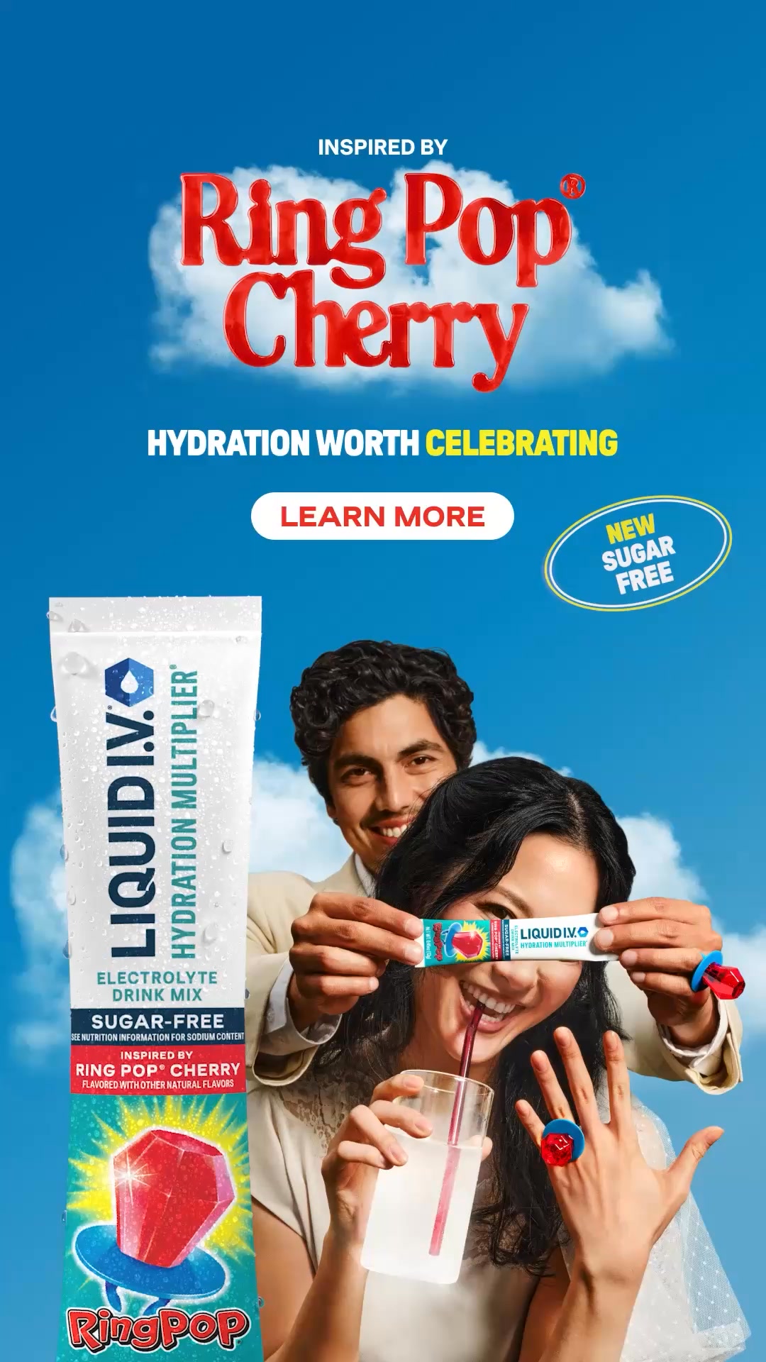 Keep the celebration going with sugar-free hydration inspired by iconic Ring Pop Cherry flavor for wedding season.