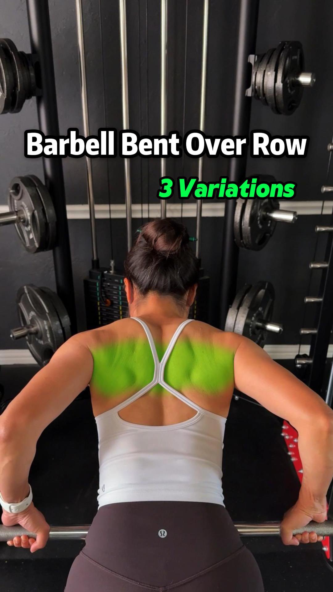 Bent Over Row know the difference:

App from @fitbodapp 
1. Underhand Grip:Emphasizes lats by driving elbows into the body.
2. Mid-Width Overhand Grip:Targets mid-back with elbows at a 45° angle.
3. Wide Overhand Grip:Fo