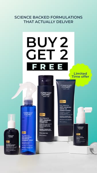 Hair loss got you down?

It's not just one problem, it's a combo of issues! 
Meet The Conscious Chemist Hair Growth Collection:
• Strengthen roots with Oil & Serum
• Protect your locks after washing with Rosemary Spray
•