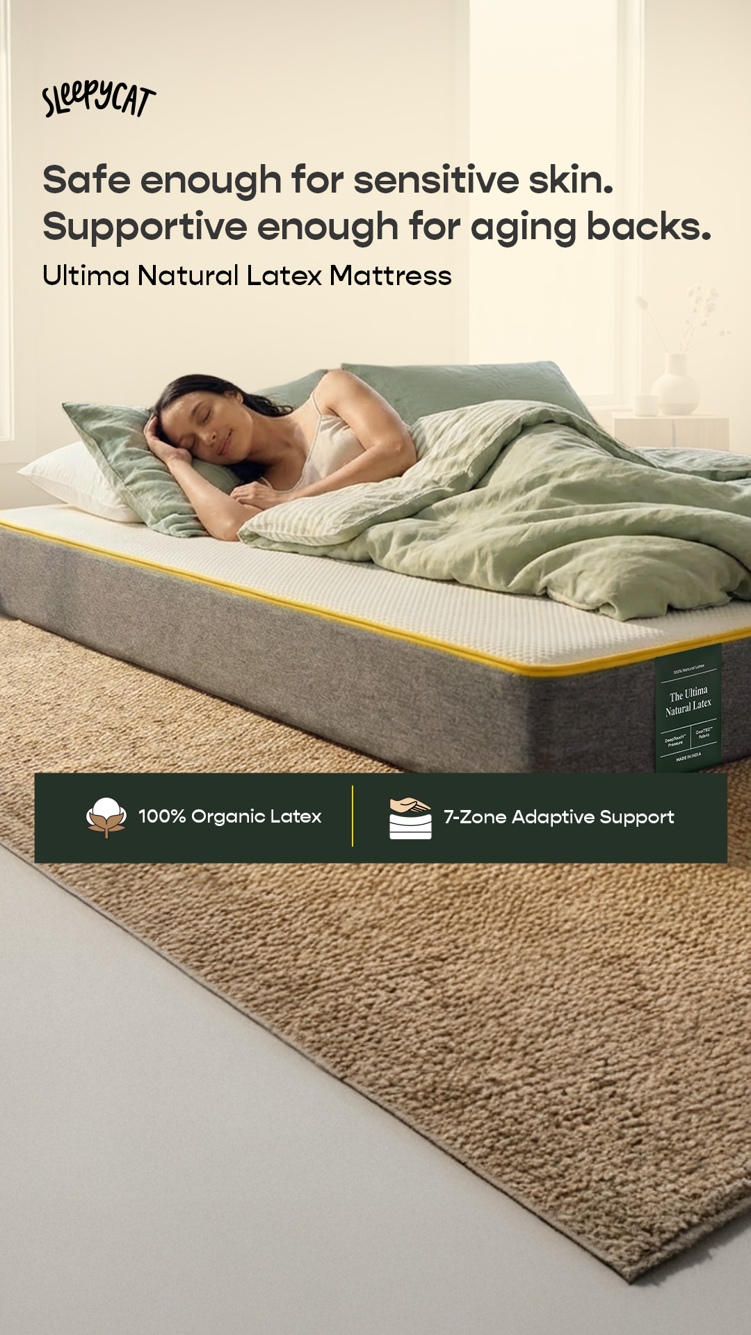 Wake up to a greener tomorrow! 🌿

Bring home the New Ultima Natural Latex, crafted from 100% certified organic latex for a luxurious sleep that's gentle on you and the planet.

✅ Contoured support for a restful night
✅ C