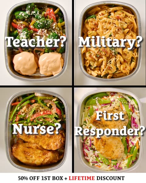 Yes. THIS deal is once in a lifetime, literally. If you're a teacher, doctor, nurse, hospital employee, military, or first responder, get 50% your first box and a 10% off LIFETIME discount. 

Oven-Ready & Fast & Fresh Me