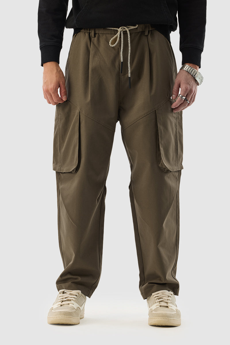 Snitch Men's Olive Mid Rise Relaxed Fit Cargo Pants | Relaxed Fit | Polyester | Solid | Olive Pants For Men | Casual Wear,Street Wear