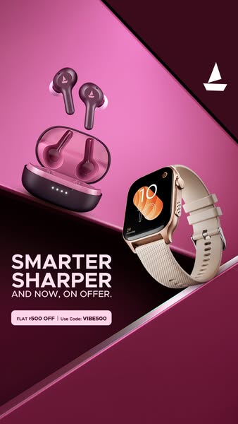 Level up your sound, fitness & style; all at the lowest prices ever. Use VIBE500 for flat ₹500 off. What are you waiting for? Click to buy now.