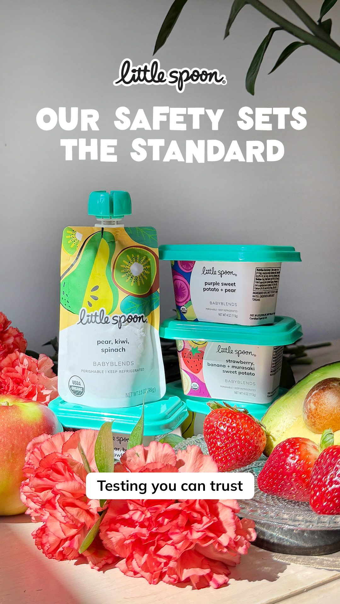 Trust the food that fuels your little one. Every puree is tested for 500+ toxins and contaminants – let us do the worrying 💞