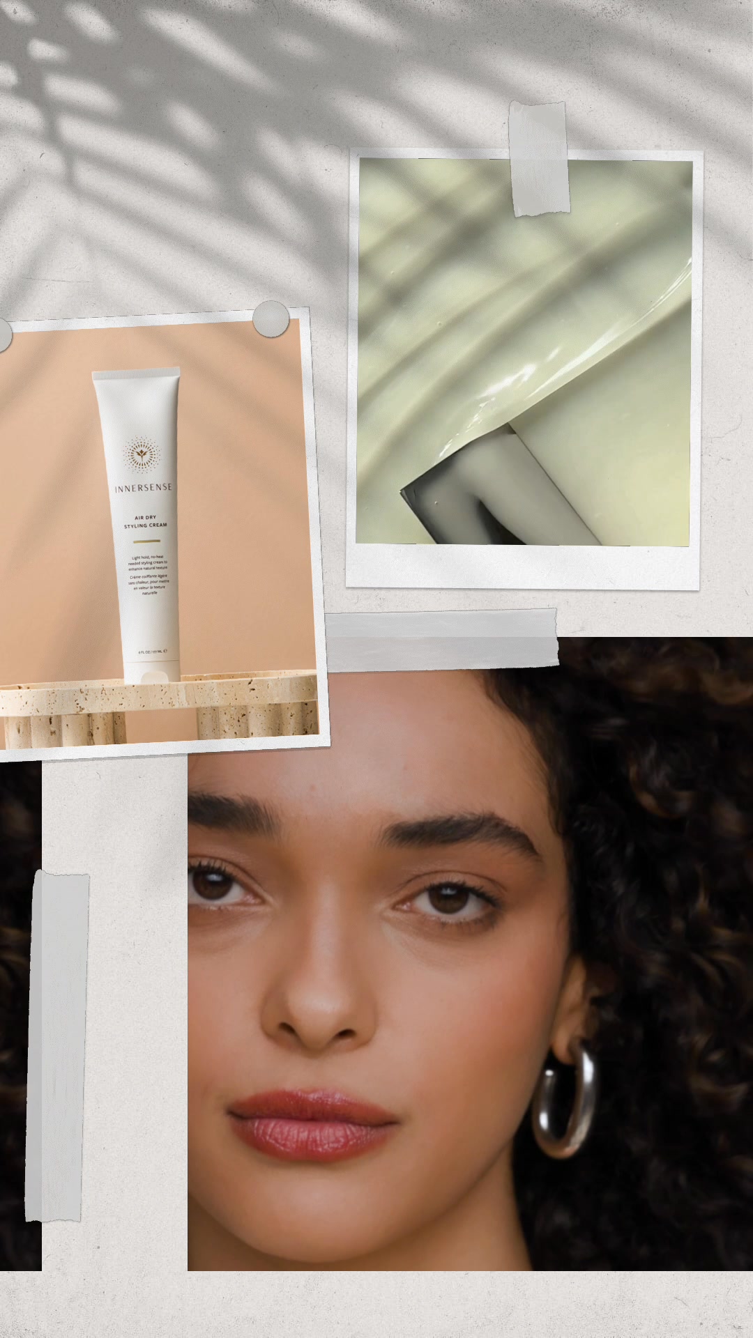 A lightweight, flexible styling cream enhancing natural texture with soft hold, smoothing the cuticle and reducing frizz for a polished, blowout-like finish.