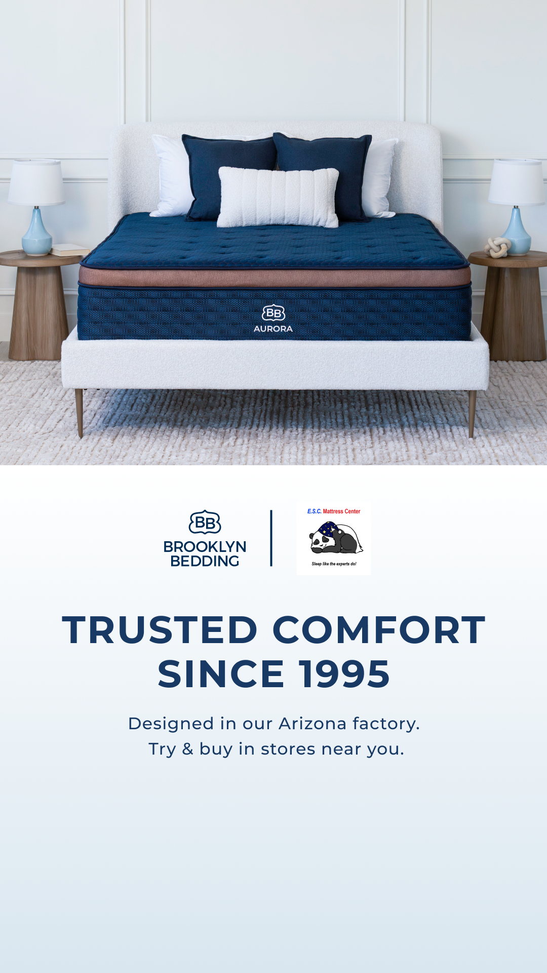 Try Brooklyn Bedding mattresses in-store at ESC Mattress Center in Everett! Visit a partner showroom near you.